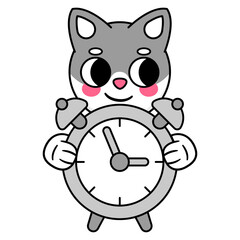 cat holding a clock