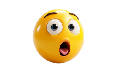 A digital rendering of a 3D emoji portraying a stunned reaction to something completely unexpected Isolated on transparent background PNG