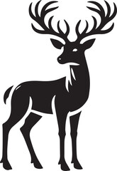 black deer silhouette vector, deer vector illustration, deer logo vector, deer vector icon, deer silhouette vector isolated on white background