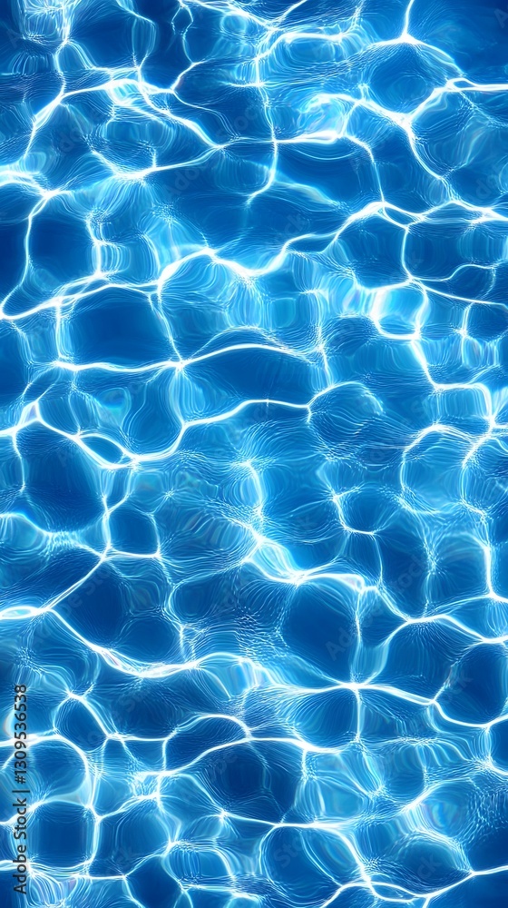 Poster Vibrant blue underwater pool background with rippling water textures and dynamic liquid patterns  Abstract watery surface with transparent and refreshing fluid movement