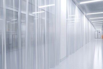 Obraz premium Bright Minimalist Hallway with Sheer Curtains in Modern Setting