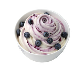 Blueberry frozen yogurt swiri isolated on transparent background
