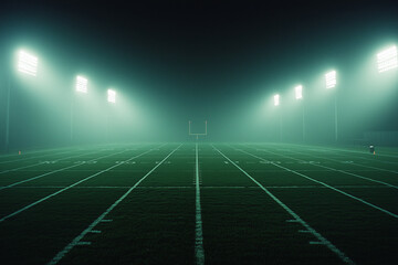 Misty Football Field at Night