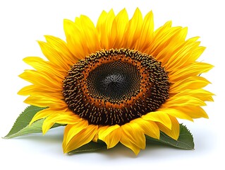 Obraz premium Sunflower bloom lies on a clean white background