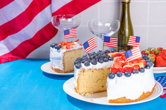 4th of July cake with flag and berries
