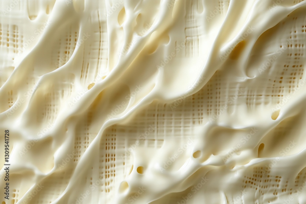 Poster soft cream-colored fabric drapes gracefully, creating elegant folds and textures that enhance its lu