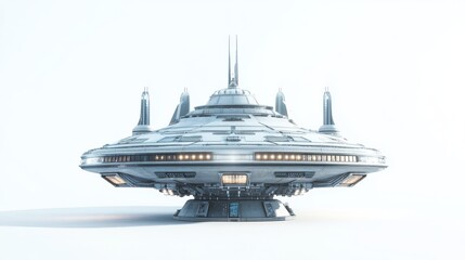 Spaceship station isolated on a white background