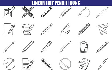 Linear Edit Pencil Icons Writing, Drawing, Editing, Design, Set