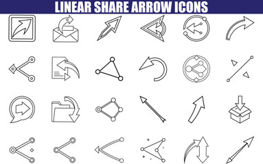 Linear Share Arrow Icons Vector Graphics, Design Elements, UI, UX, Arrows, Sharing, Network, Connect