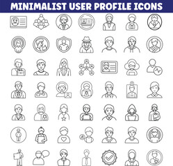 Obraz premium Minimalist User Profile Icons Collection of Diverse Avatar Graphics