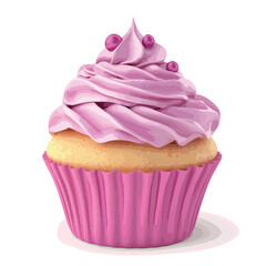 Pink Cupcake 3D Render Icon Isolated Cutout Sing