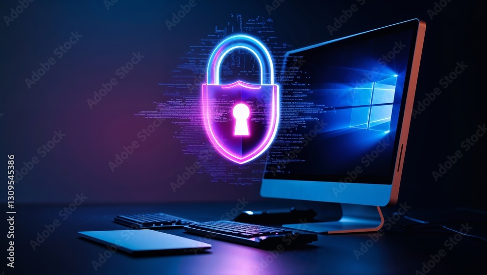 Poster secure digital workspace with a focus on data protection in a modern computer setup