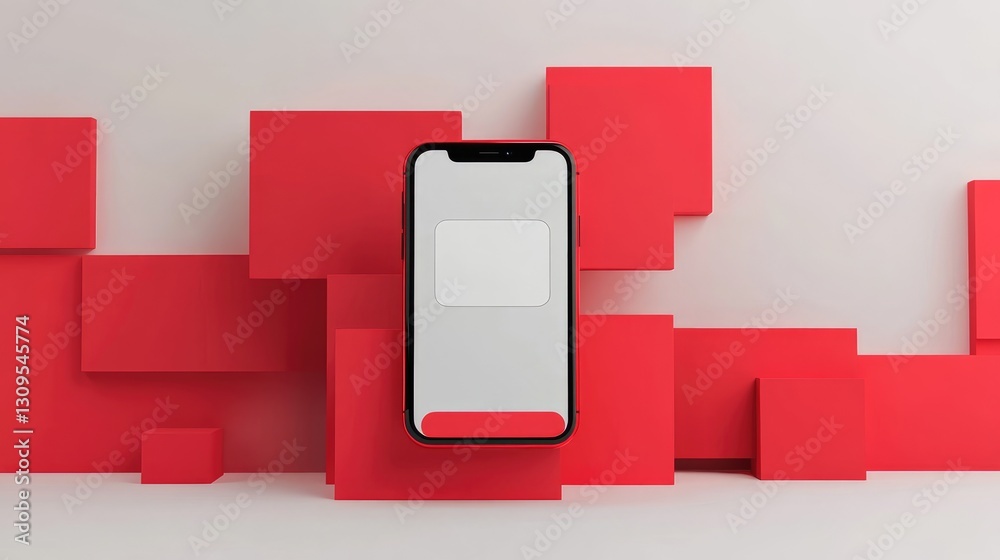 Poster minimalist phone setup with a text message pop-up.