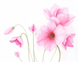 Fototapeta premium Watercolor pink flowers