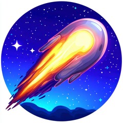 Fototapeta premium Glowing Meteor Falling Through Night Sky with Purple and Blue Hues