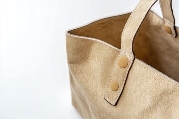 Stylish beige tote bag crafted from soft material with comfortable handles for everyday use and fashion accessories