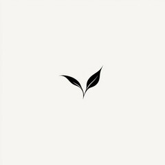 Minimalistic logo of sprout, symbol, white background. 