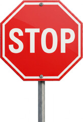 Octagonal Stop Sign Red and White Traffic Regulation Road Safety Symbol Close up View