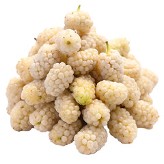 Pile of white mulberry isolated on transparent background