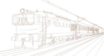 modern train locomotive 3D illustration