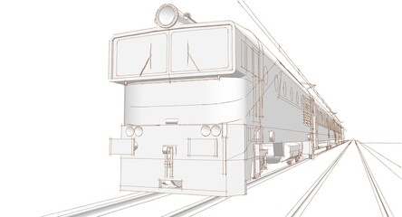 modern train locomotive 3D illustration
