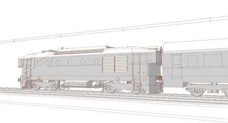 modern train locomotive 3D illustration