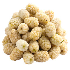 Pile of white mulberry isolated on transparent background