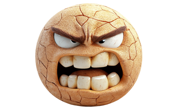 A three-dimensional emoji featuring a face with clenched teeth expressing nervousness and tension Isolated on transparent background PNG