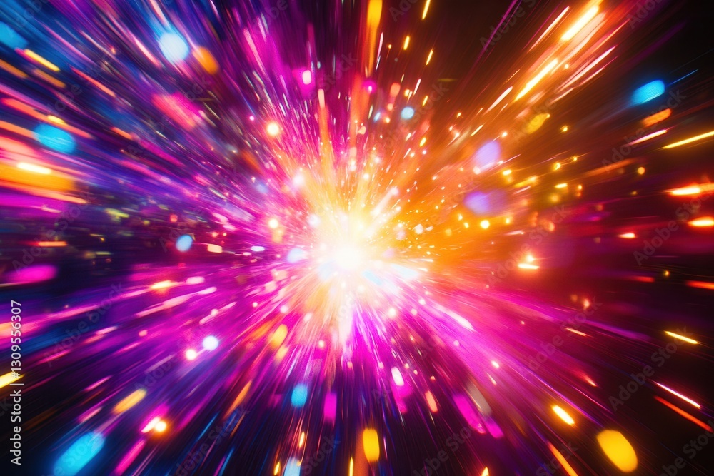 Aufkleber Vivid explosion of light and color creates a dynamic abstract background filled with energy and surprises Generative AI