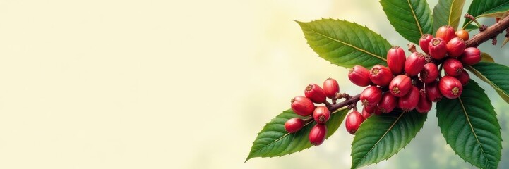 Intricate hand-drawn coffee branches laden with ripe beans , branch, coffee bean, drawing