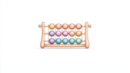A colorful wooden abacus with beads in various pastel shades, commonly used as a learning tool for counting and basic arithmetic.