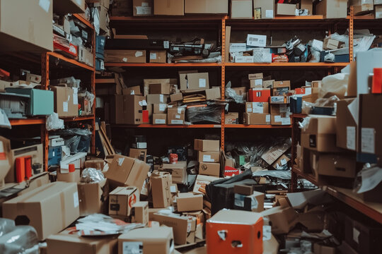 Cluttered Warehouse Space Unorganized Storage