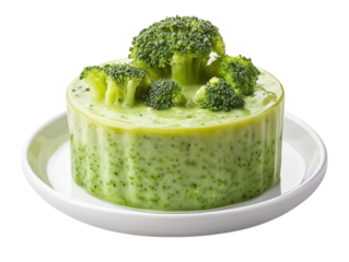 Broccoli Pudding isolated on transparent png background.