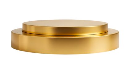 Shiny Gold Round Pedestal Display on Transparent Background