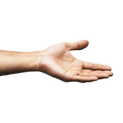 Open hand reaching out for assistance or connection isolated on a white background