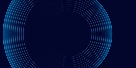 Blue abstract background with spiral circle lines, technology futuristic template. Vector illustration.