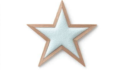 Wooden Framed Star with Light Blue Center