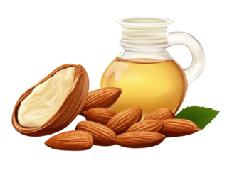Almond Oil isolated on transparent png background.