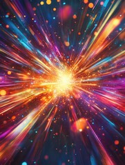 Fototapeta premium Bright neon explosion with dynamic movement and vibrant colors creating an abstract atmosphere of surprise and excitement Generative AI