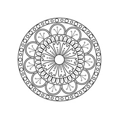 Abstract Black and White Mandala Featuring Ornate Geometric and Radial Composition