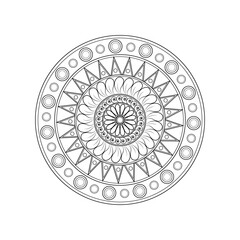 Hand-Drawn Ornamental Mandala Design Featuring Lotus-Inspired Shapes and Radial Patterns