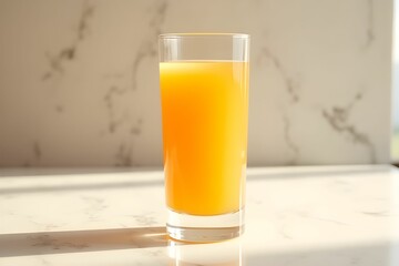 Fototapeta premium Fresh orange Juice in glass on marble table