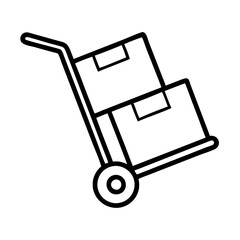 Hand truck icon, red and black, delivery and logistics concept