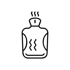 Hot water bottle icon, black and white, winter warmth concept