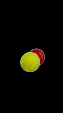 Molecule: Magnesium Oxide. Chemical Structure Model: Ball and stick. Molecular Formula: MgO. Isolated on a black background. Seamless looping Vertical video. 3D render.