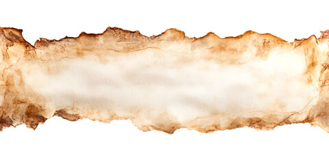 Fototapeta premium Aged Horizontal Parchment Paper with Light Brown Texture Isolate on Transparent Background, cutout, png