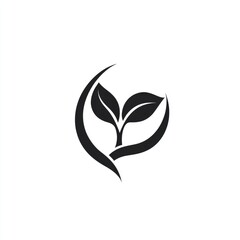 Minimalistic logo of sprout, continuous stroke, white background. 