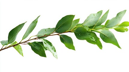 Fototapeta premium One eucalyptus branch on a white background. 