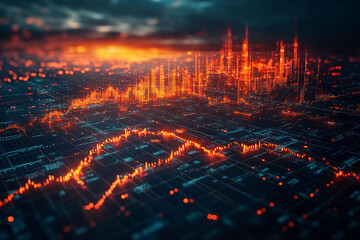 Fototapeta premium 3D holographic charts and graphs, representing analytics generated with AI