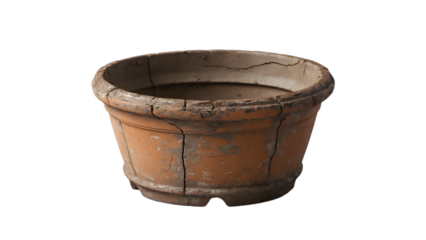 A scratched and bent old metal badge on a transparent background